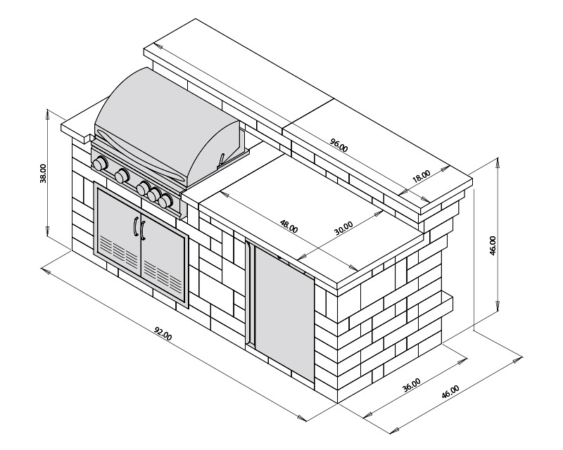 Grand Island Bar and Grill with Storage and Refrigerator Opening Kit - Parr Lumber